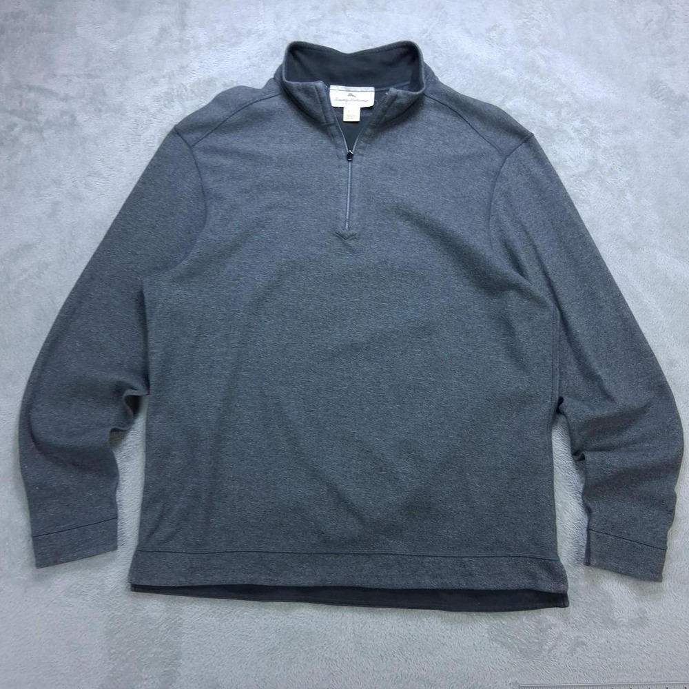 Mens Tommy Bahama Reversible Quarter Zip Pullover XL Gray Casual Sweater